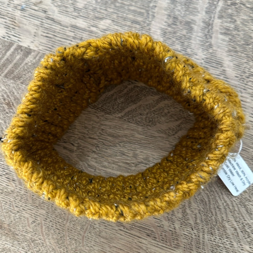 Handmade NWT NEW Wool Knitted Winter Headband Ear Band Warmer Mustard - Picture 3 of 6